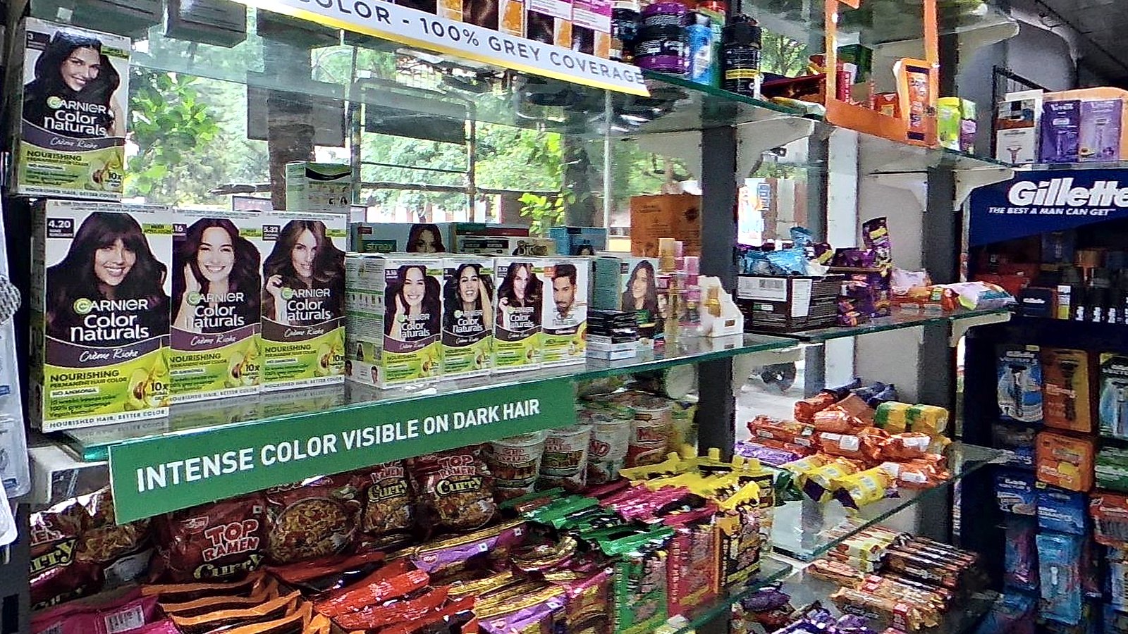 The skin care and hair colour, the Garnier Men Color Naturals Hair Colour on the shelf